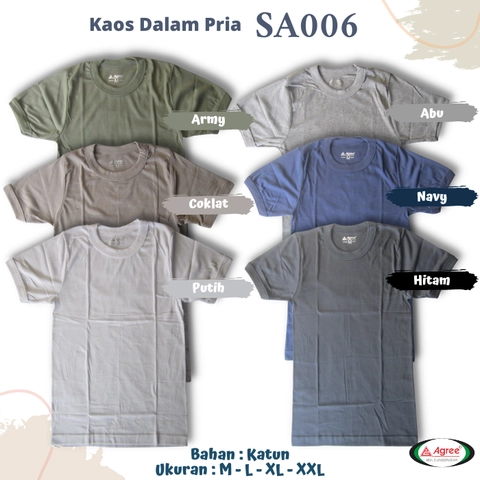 Agree Sport SA006 Kaos Dalam Pria / Kaos Oblong Cowok Round Neck Bahan Katun